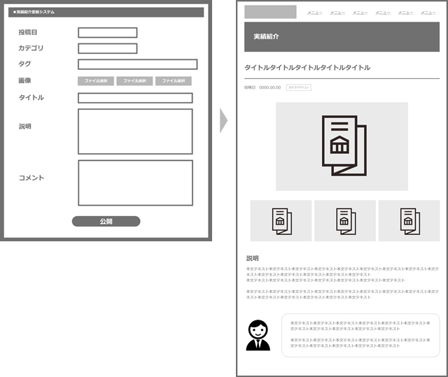 実績紹介更新システムイメージ